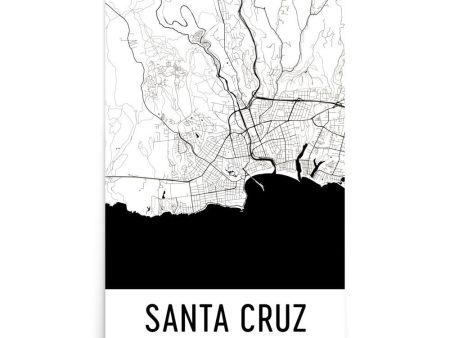 Santa Cruz CA Street Map Poster For Sale