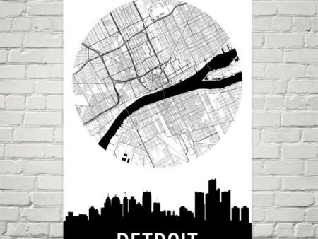 Detroit Skyline Silhouette Art Prints Online Sale