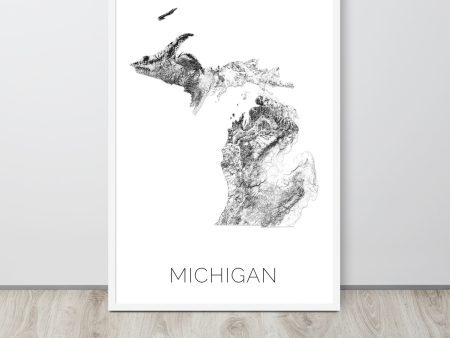 Michigan State Topographic Map Art Supply