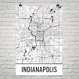 Indianapolis IN Street Map Poster Hot on Sale