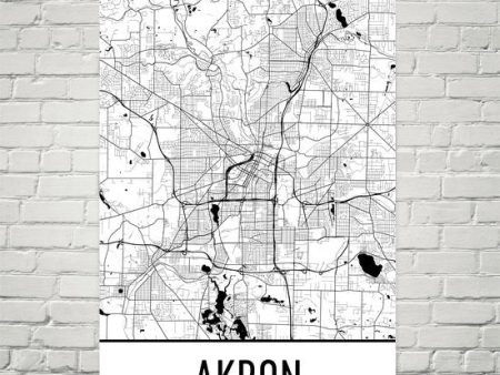 Akron Ohio Street Map Poster Cheap