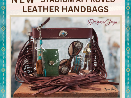 Southwestern Chocolate Leather Clear Crossbody Bag | Concert & Stadium Approved | Azura Myra Bag S-9553 Sale