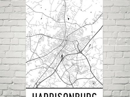 Harrisonburg VA Street Map Poster Online Hot Sale