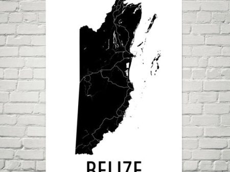 Belize Wall Map Print - Modern Map Art Online Hot Sale