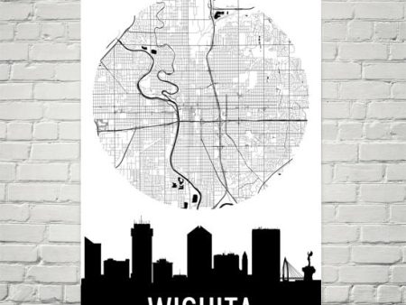 Wichita Skyline Silhouette Art Prints For Sale