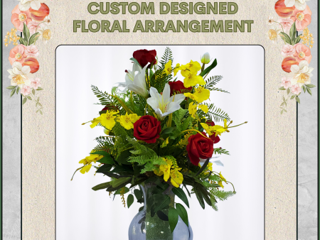 Eternal Charm: Silk Flower Arrangement with Orchids, Roses, and Lilies | Ready to Ship Cheap