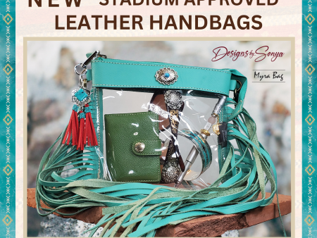 Azura Clear Crossbody Bag by Myra in Teal | Stadium Approved Western Leather Handbag with Fringe, Adjustable Strap, and Concho Detailing Online Hot Sale