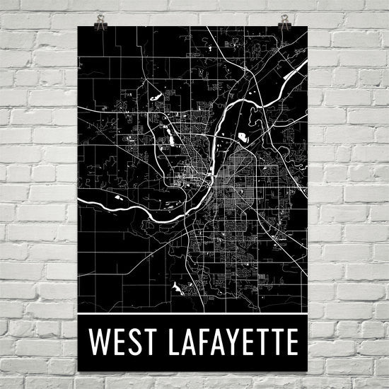 West Lafayette IN Street Map Poster Online Sale