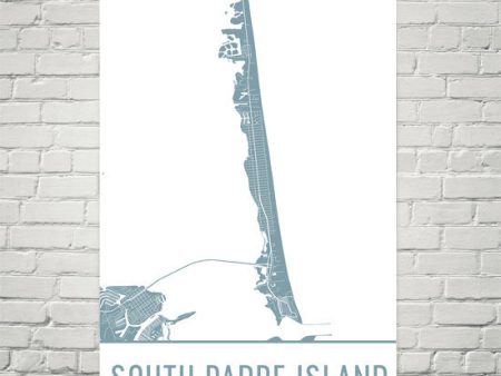 South Padre Island Street Map Poster on Sale