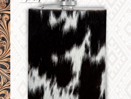 Mountain Trail Flask in Dark Hair-on Hide | Unique Natural Markings | Black and White | Myra Bags | S-8476 Online