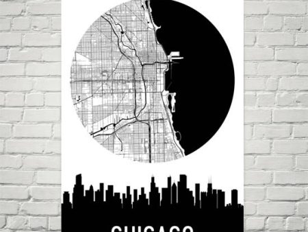 Chicago Skyline Silhouette Art Prints Hot on Sale