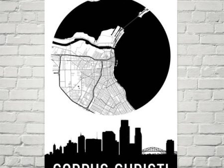 Corpus Christi Skyline Silhouette Art Prints For Sale