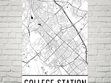 College Station TX Street Map Poster Online Sale