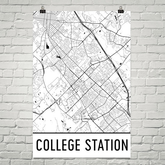 College Station TX Street Map Poster Online Sale