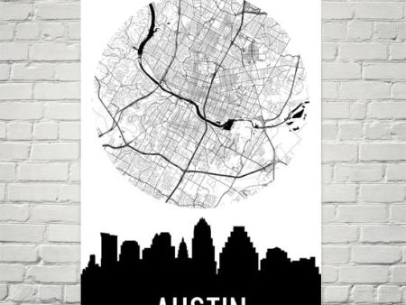 Austin Skyline Silhouette Art Prints For Sale