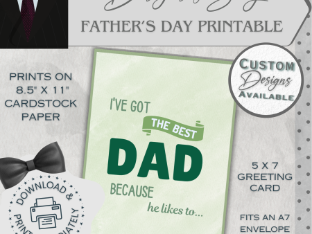 Father s Day | Simple | Unique | Custom Designed | Printable Greeting Card | Matching Envelope Included | Instant Download | Print at Home Online Hot Sale