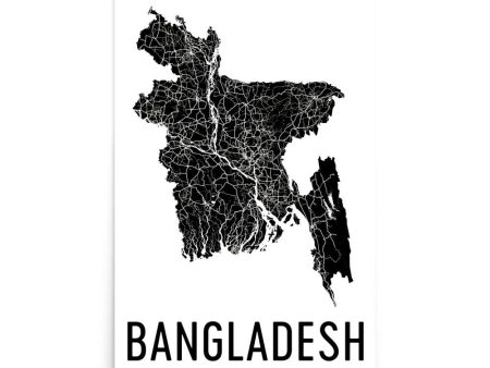 Bangladesh Wall Map Print - Modern Map Art For Sale