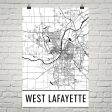 West Lafayette IN Street Map Poster Online Sale