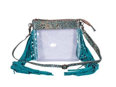 Tooled Leather | Beth Ridge Trail Clear Bag | Turquoise | Crossbody Purse | Stadium Approved Handbag Online now