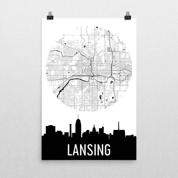 Lansing Skyline Silhouette Art Prints Sale