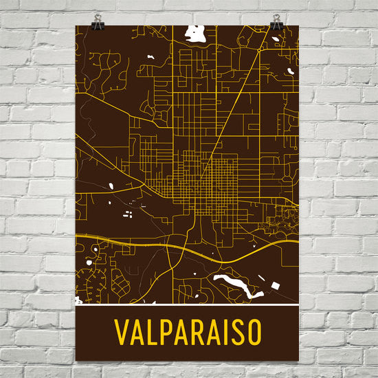 Valparaiso IN Street Map Poster Cheap