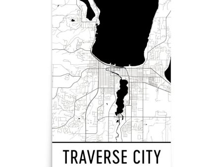 Traverse City MI Street Map Poster For Cheap