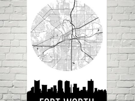 Fort Worth Skyline Silhouette Art Prints For Cheap