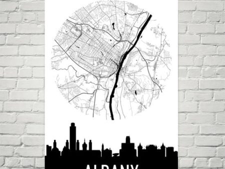 Albany Skyline Silhouette Art Prints For Sale