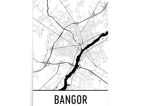 Bangor ME Street Map Poster Online Sale