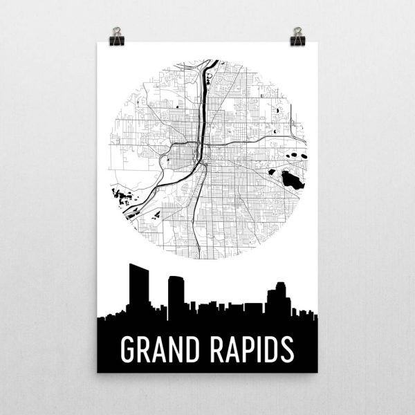 Grand Rapids Skyline Silhouette Art Prints For Discount