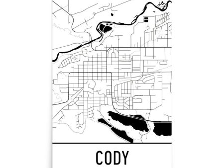 Cody Map WY Street Map Poster Online Sale