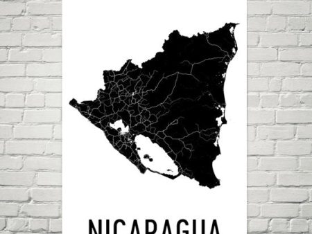 Nicaragua Wall Map Print - Modern Map Art Online Hot Sale