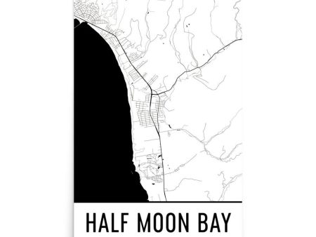 Half Moon Bay CA Street Map Poster Online Sale