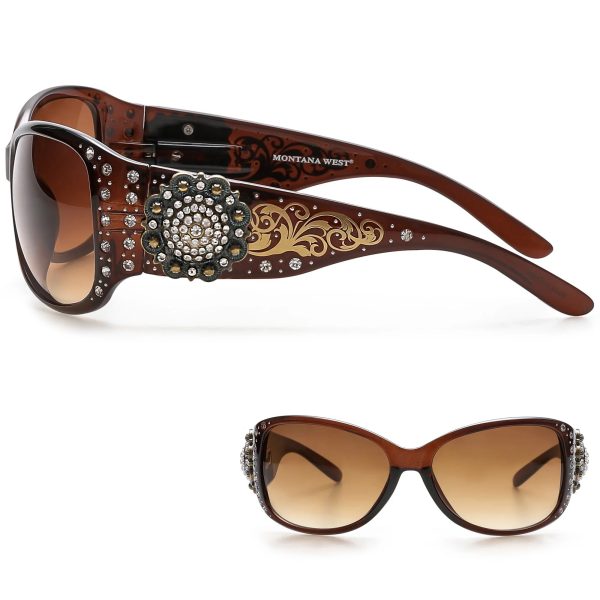 Montana West Concho Collection Sunglasses | Rhinestone | Antique Silver Berry Concho | Flowers | FOR WOMEN Online