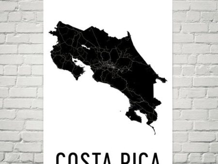 Costa Rica Wall Map Print - Modern Map Art on Sale