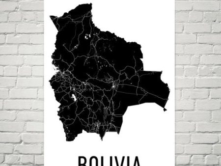 Bolivia Wall Map Print - Modern Map Art For Cheap