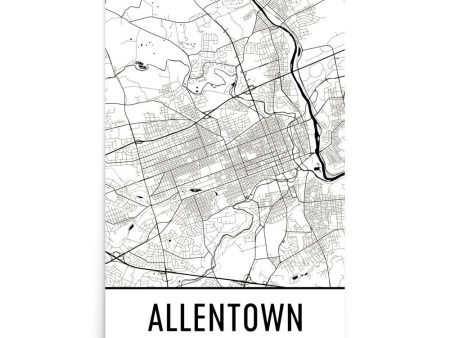 Allentown PA Street Map Poster Sale