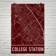 College Station TX Street Map Poster Online Sale