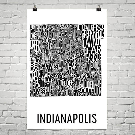 Indianapolis Neighborhood Typography Prints – Modern Map Art Online Hot Sale