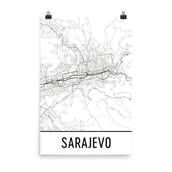 Sarajevo Street Map Poster Online Hot Sale