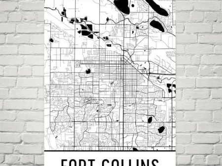 Fort Collins CO Street Map Poster Hot on Sale