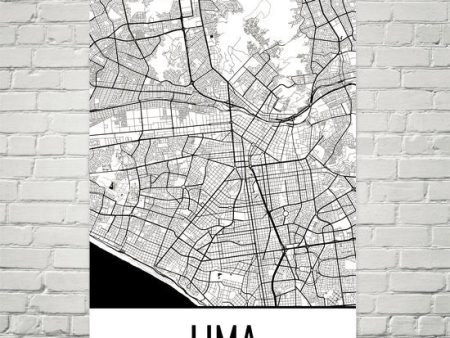 Lima Peru Street Map Poster Cheap