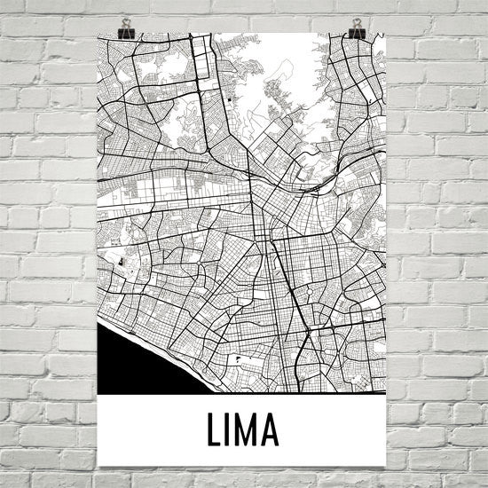 Lima Peru Street Map Poster Cheap