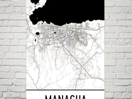 Managua Nicaragua Street Map Poster on Sale