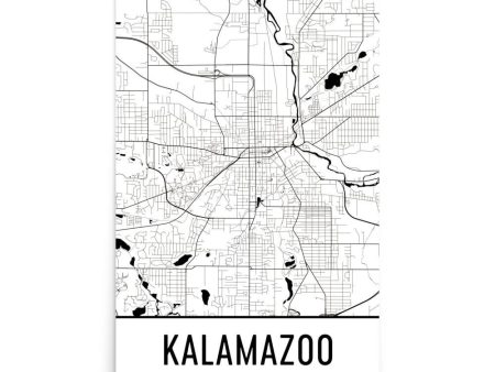 Kalamazoo MI Street Map Poster For Cheap