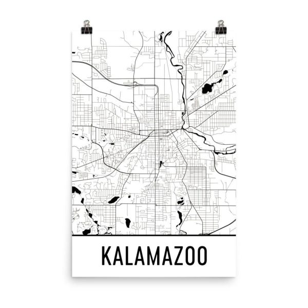 Kalamazoo MI Street Map Poster For Cheap