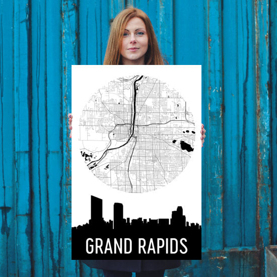 Grand Rapids Skyline Silhouette Art Prints For Discount