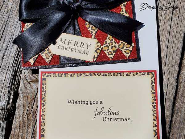 Luxury Handcrafted Christmas Card - Leopard Print & Glitter with Satin Bow | Unique Merry Christmas Card | Fabulous Holiday Greeting Discount