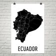 Ecuador Wall Map Print - Modern Map Art Supply