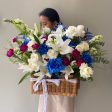 Blue White Purple Grand Rattan Flower Arrangement Fashion